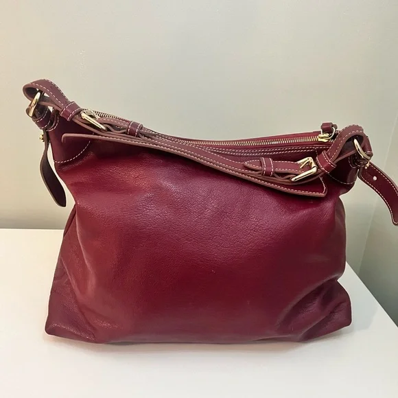 Dooney & Bourke Burgundy Leather Hobo Bag - Picture 3 of 14